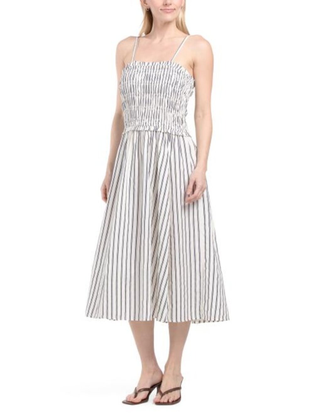 US TOGETHER Smocked Striped Dress